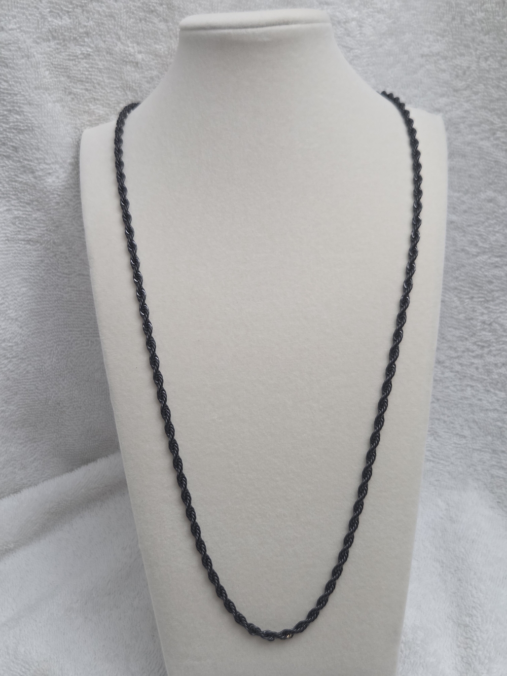 ION Plated Black Stainless Steel French Rope Necklace